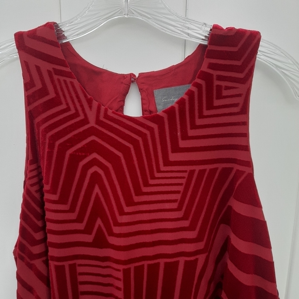 Anthropologie Sunday in Brooklyn Textured Red Velvet Tank Top Size S - Picture 4 of 11